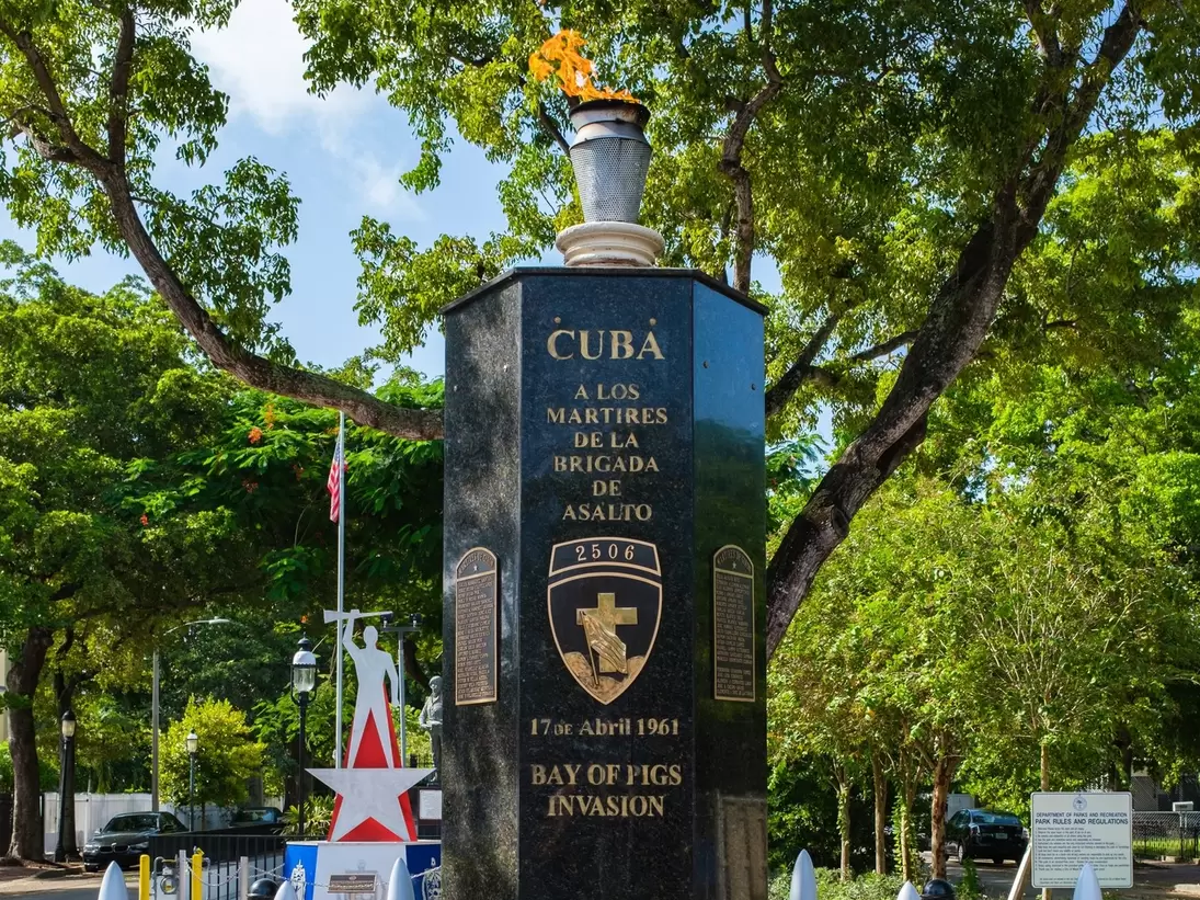 The Bay of Pigs Monument in the Cuban Memorial Boulevard Park in Miami, Florida.