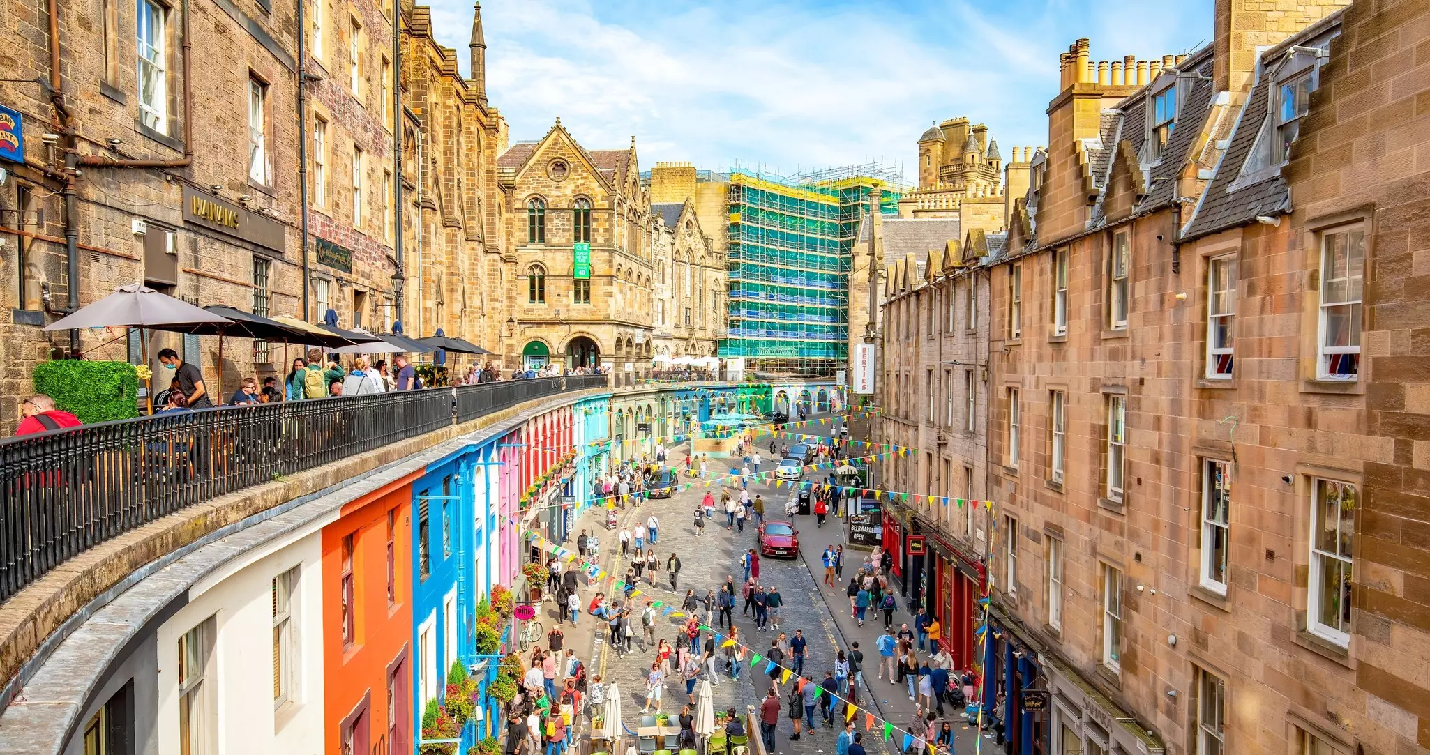 Famous Victoria street in Edinburgh's old town.