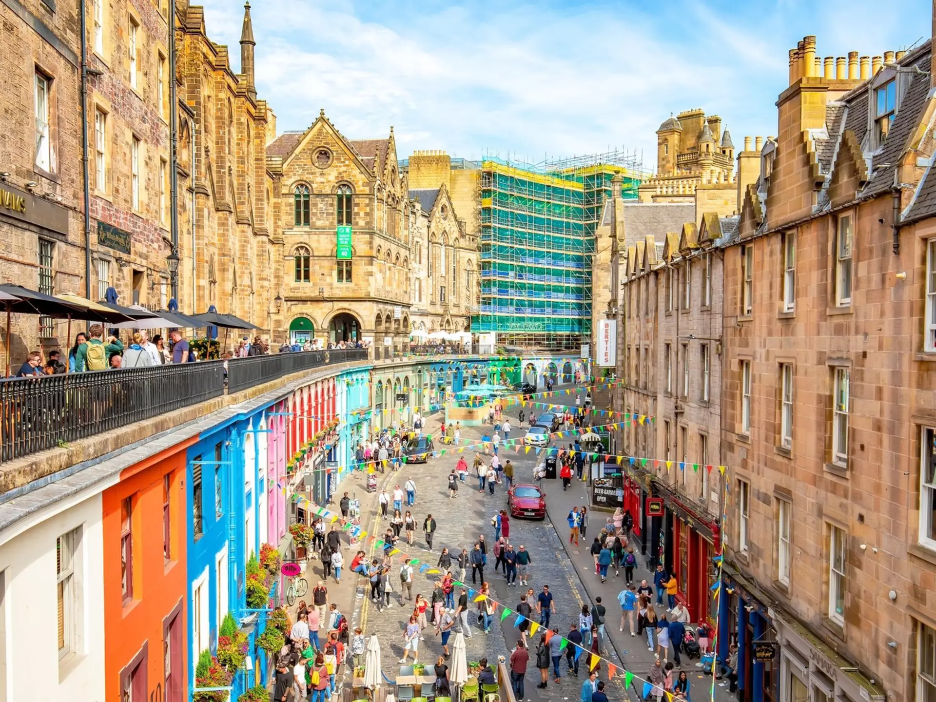 Famous Victoria street in Edinburgh's old town.