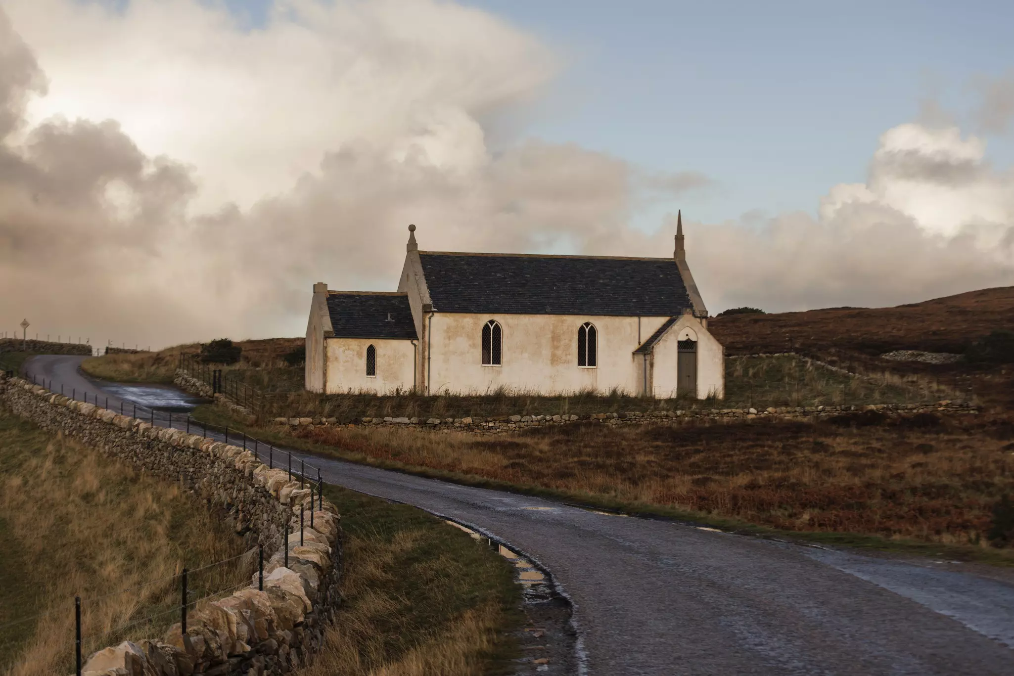 Eriboll Church near Loch Eriboil on the NC500 driving route in the Scottish Highlands.