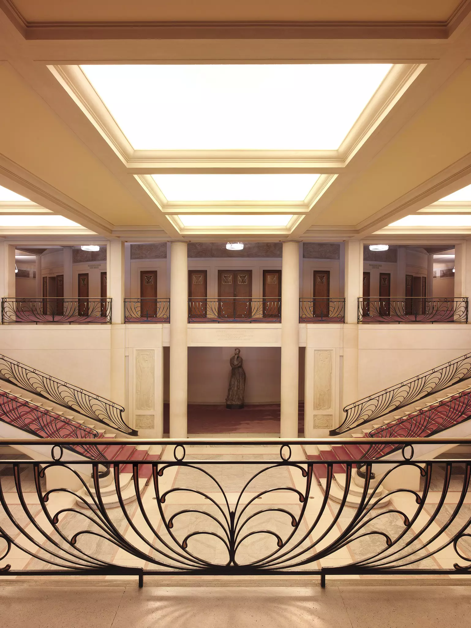 Interior shot of the foyer in Théâtre des Champs-Élysées in Paris.