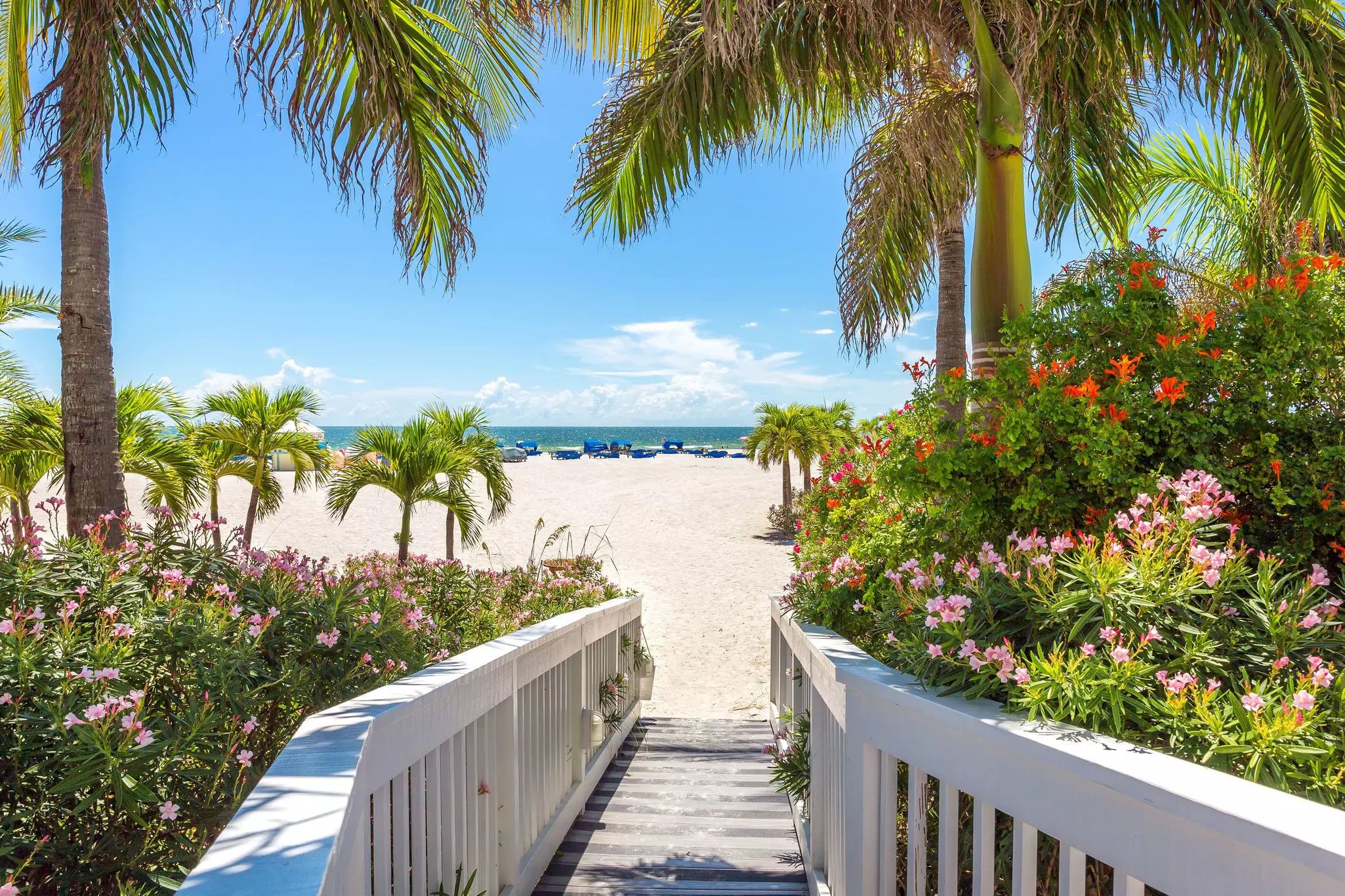 Boardwalk on beach in St. Pete, Florida, USA