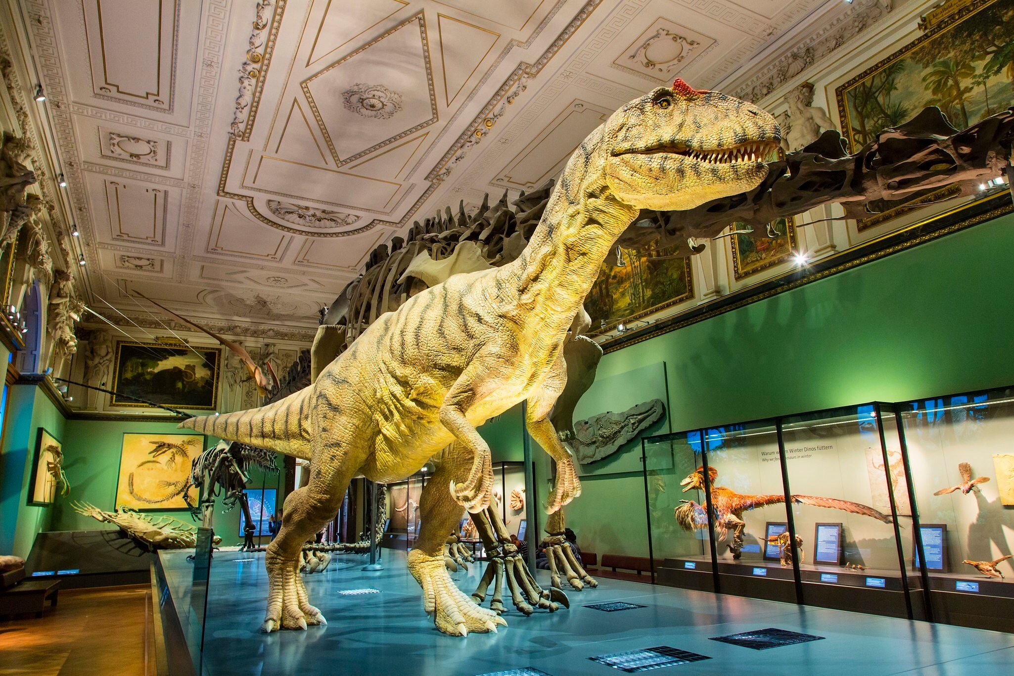 Dinosaur model inside the Naturhistorisches (Natural History) Museum in Vienna.