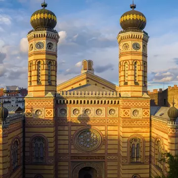 Aerial view of the Great Synagogue in Budapest, Hungary.
