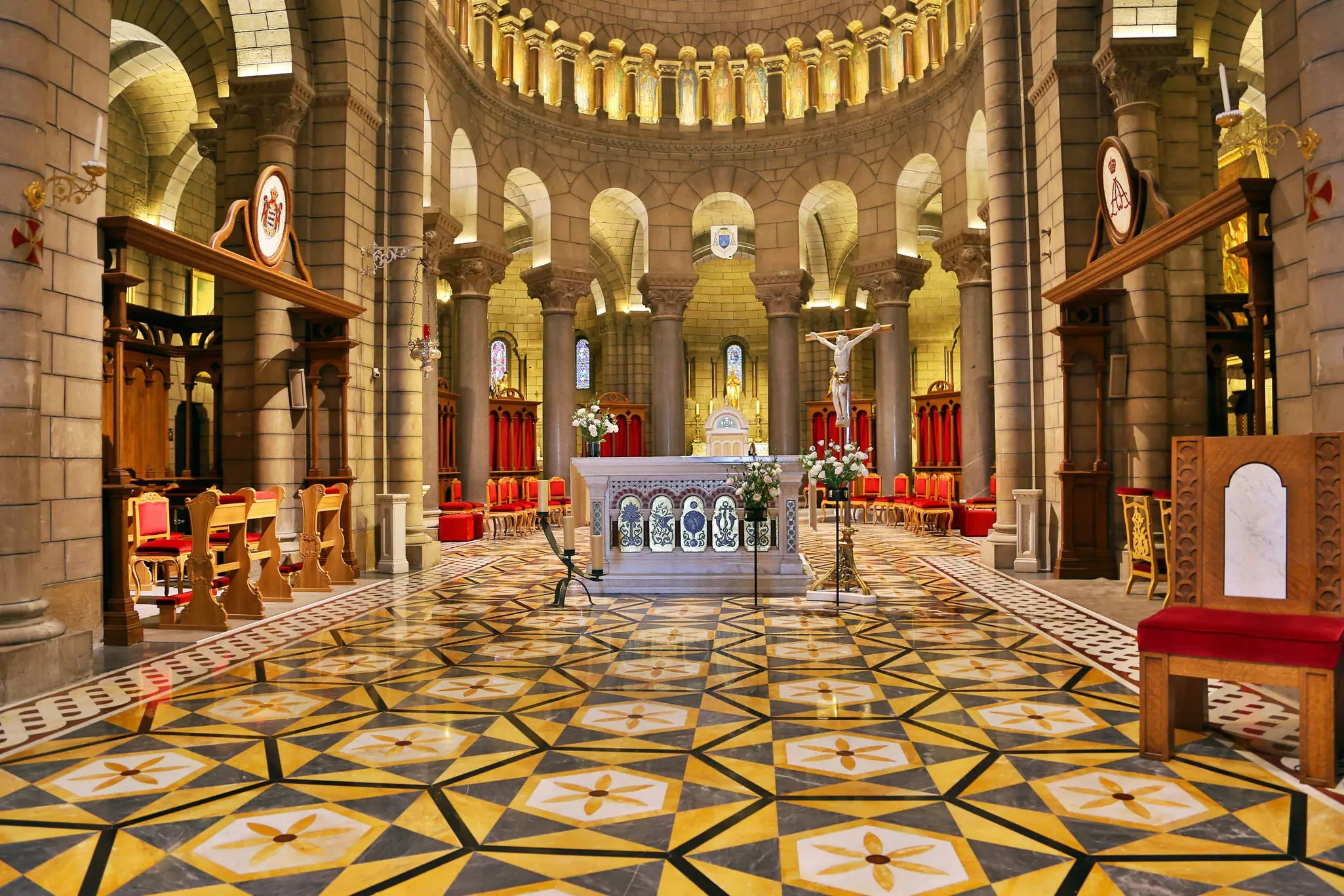 The intricate interior of Saint Nicholas Cathedral in Monaco.