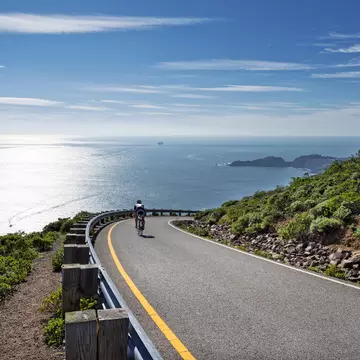 Road along the coastline in Marin Headlands