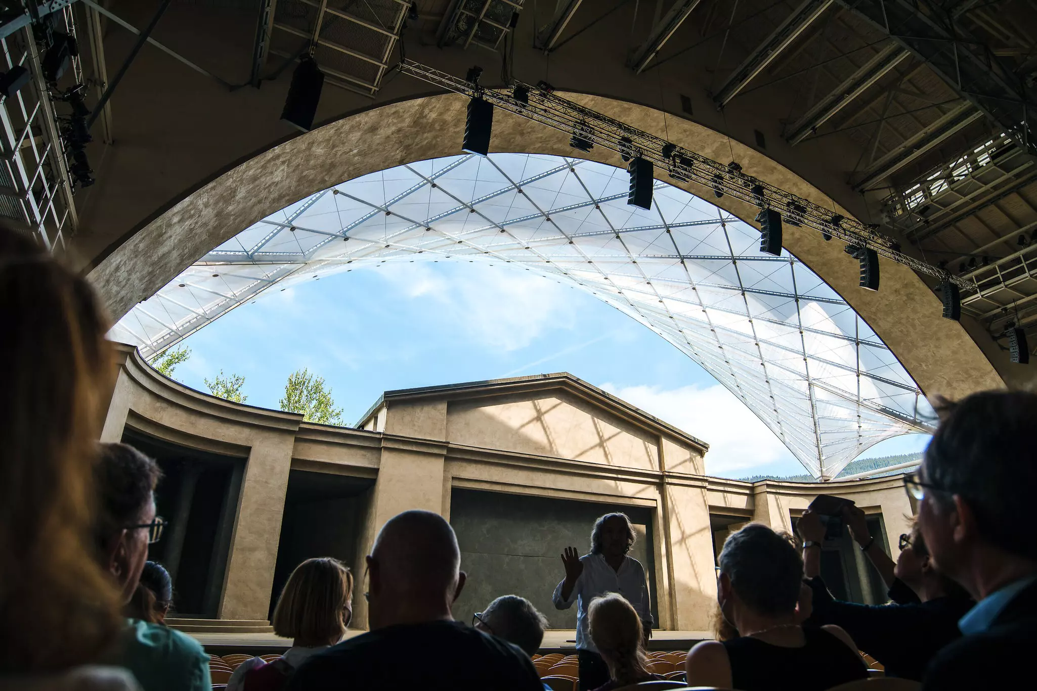 Director, Christian Stückl talks to cast members of the 2022 Passion Play