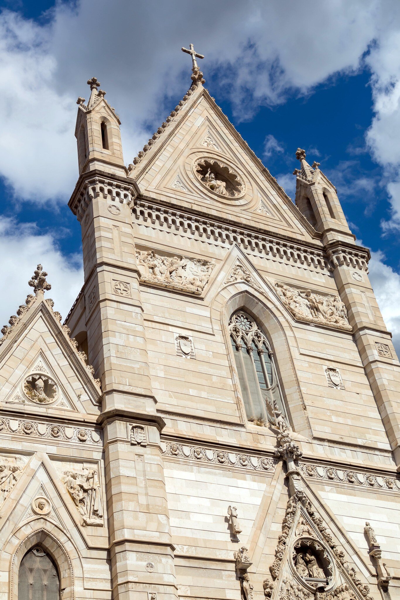 Exterior of the Naples Cathedral – or Cathedral of the Assumption of Mary – in Naples, Italy.