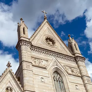 Exterior of the Naples Cathedral – or Cathedral of the Assumption of Mary – in Naples, Italy.