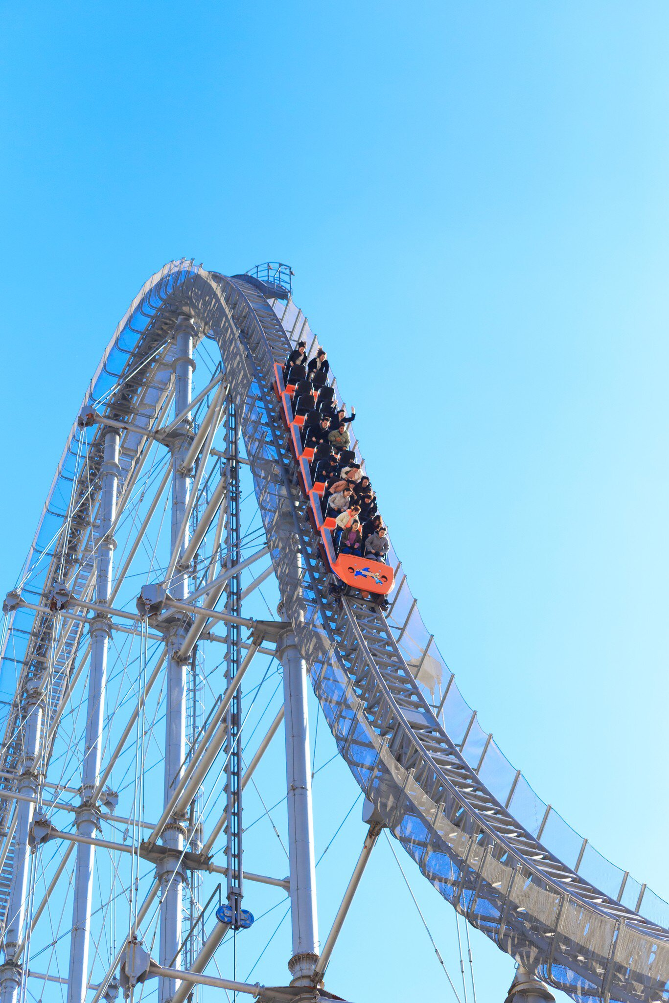 Bunkyo, Tokyo, Japan - February 14, 2018: Thunder Dolphin: Thunder Dolphin is a roller coaster in Tokyo Dome City Attractions, in Tokyo, Japan.  License Type: media  Download Time: 2022-01-07T13:49:28.000Z  User: gwencotter  Is Editorial: Yes  purchase_order:   