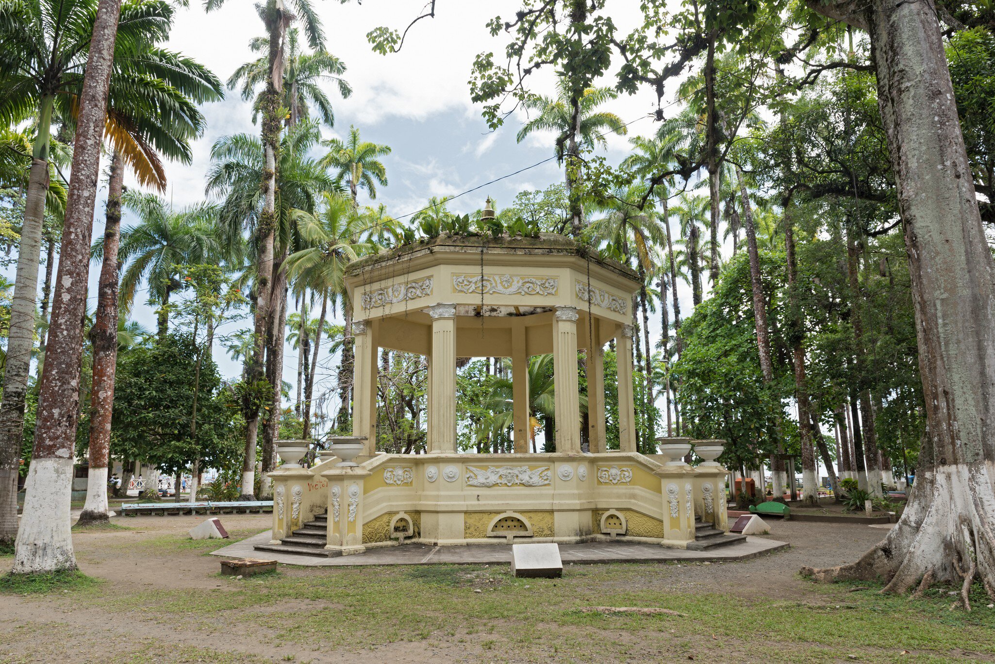 Yellow pavilion in Parque Vargas, City Park in Puerto Limon, Costa Rica.