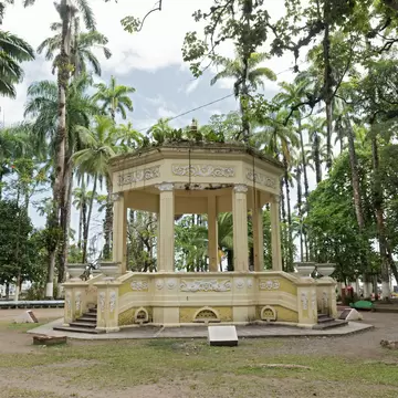 Yellow pavilion in Parque Vargas, City Park in Puerto Limon, Costa Rica.