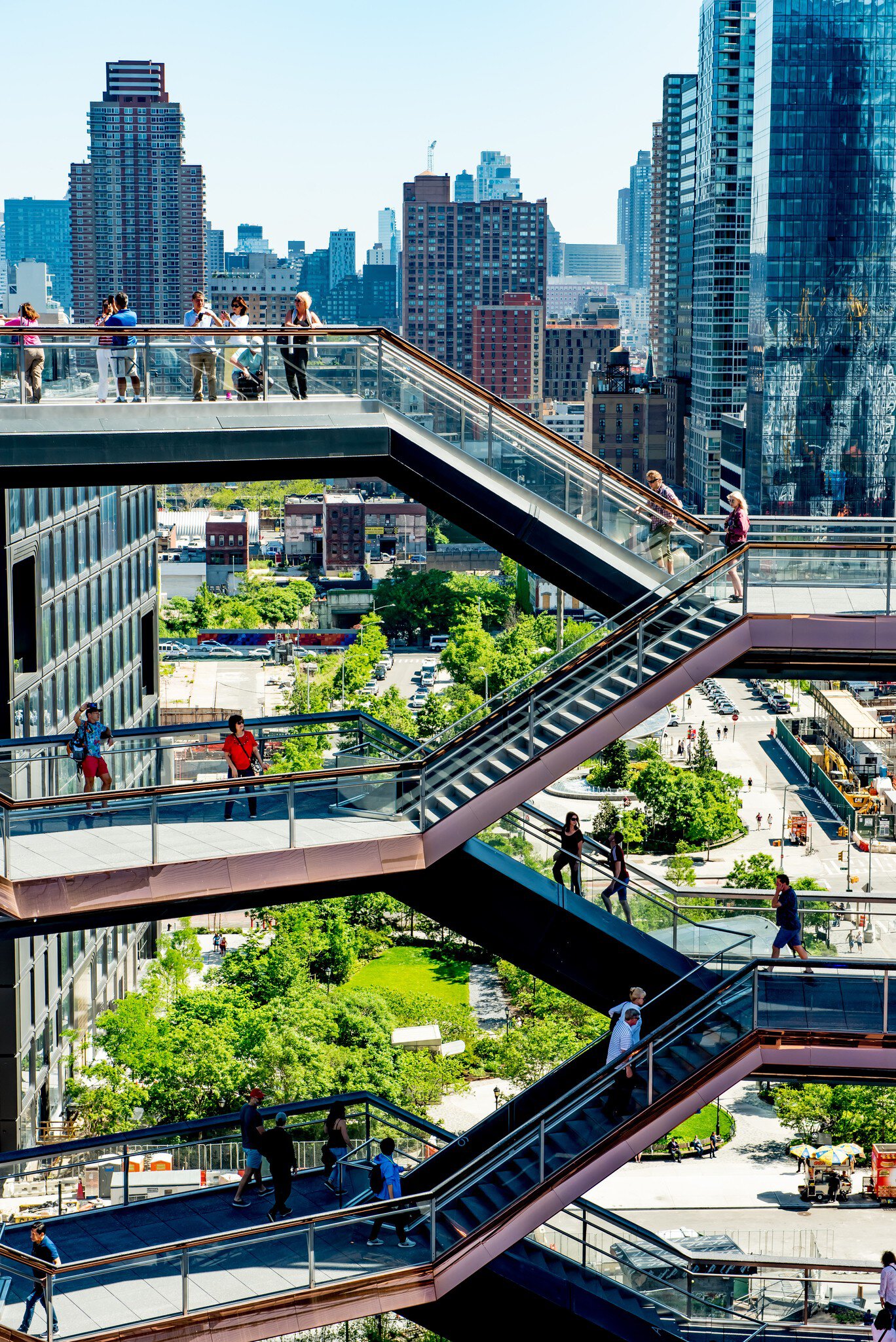Visitors on staircases at Vessel, which is part of the Hudson Yards Redevelopment Project.