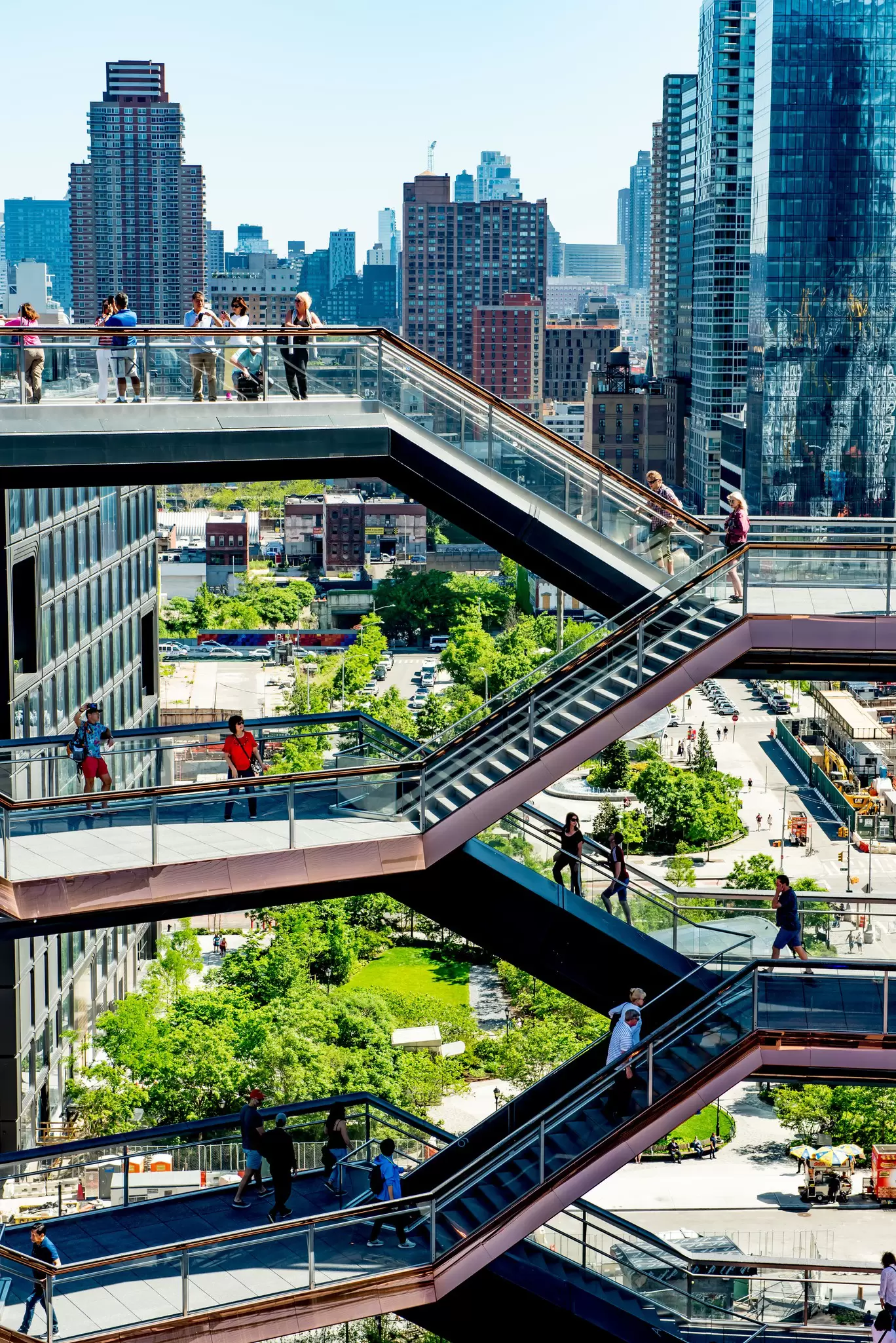 Visitors on staircases at Vessel, which is part of the Hudson Yards Redevelopment Project.