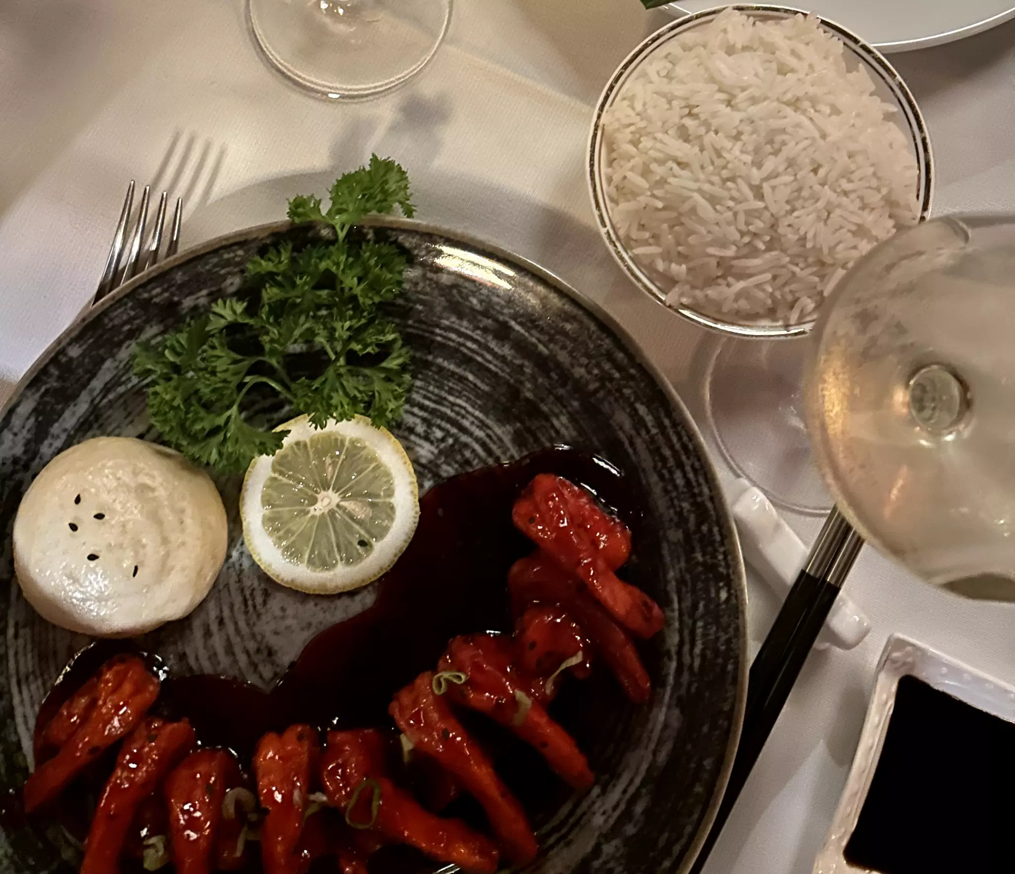 Conall and Amy switched from Italian cuisine on their final night and ate at Chinese restaurant, Pine & Apple, instead © Conall Molloy / Lonely Planet