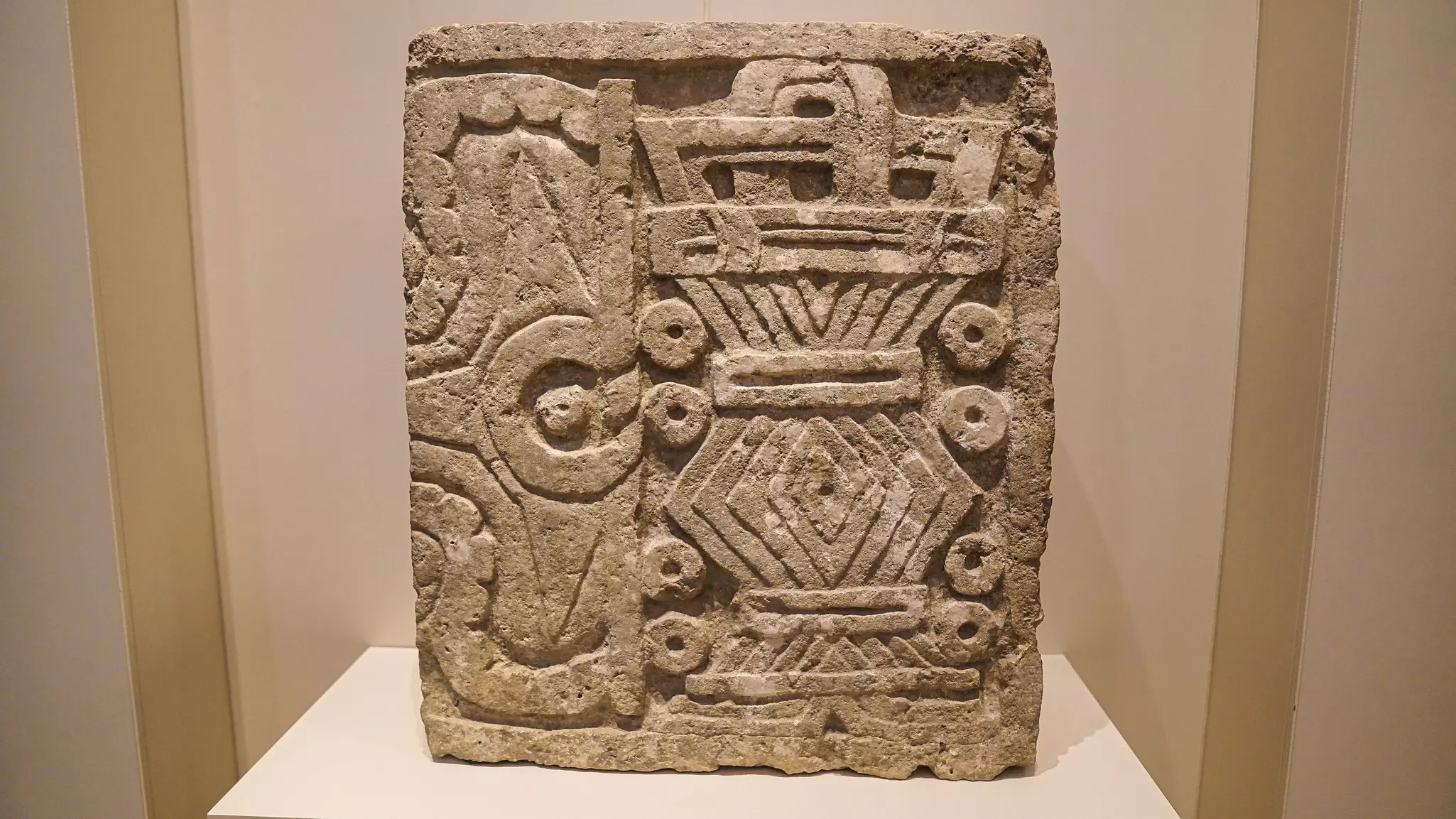 Nohoch Ek, the Mayan astronomical name for planet Venus, depicted on a stone block from the Temple of Venus at Chichen Itza, 900 to 1200 CE, at the Museo Maya