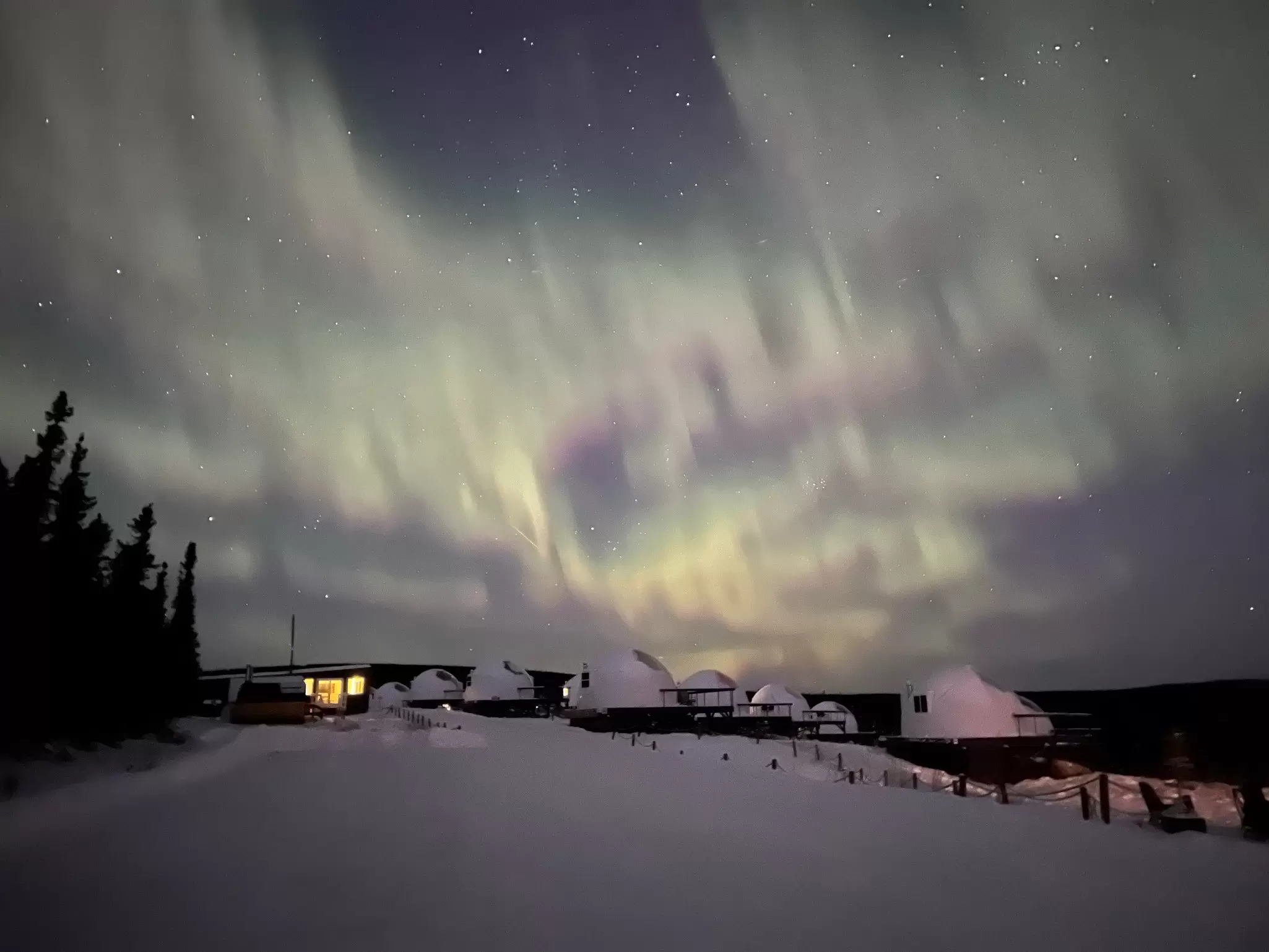 The northern lights above Borealis Basecamp in Fairbanks, Alaska. Sarah Stocking/Lonely Planet