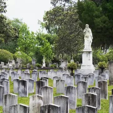 The Silence monument overlooking Confederate graves at Laurel Grove North Cemetery, Savannah, Georgia