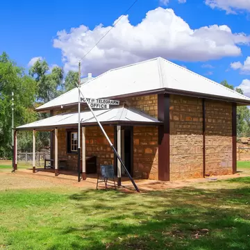 Old post and telegraph office of the Alice Springs Telegraph Station Historical Reserve in the Red Centre of Australia, connecting Darwin to Adelaide via the Overland Telegraph Line.