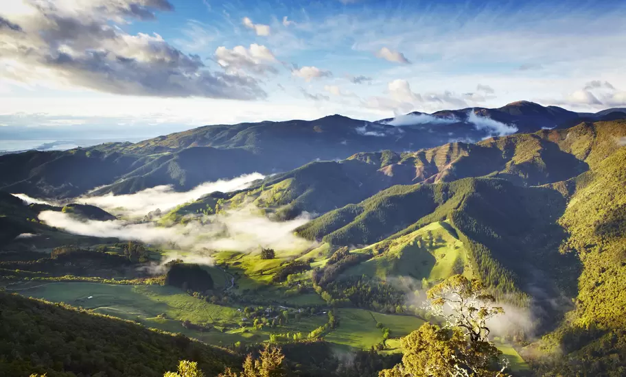 Riwaka Valley seen from Hawkes Lookout near Motueka.