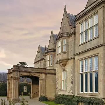 Exterior of Muckross House in County Kerry, Ireland. Sunset.