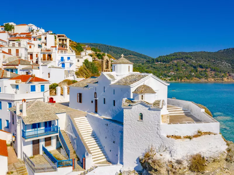 A whitewashed Greek church