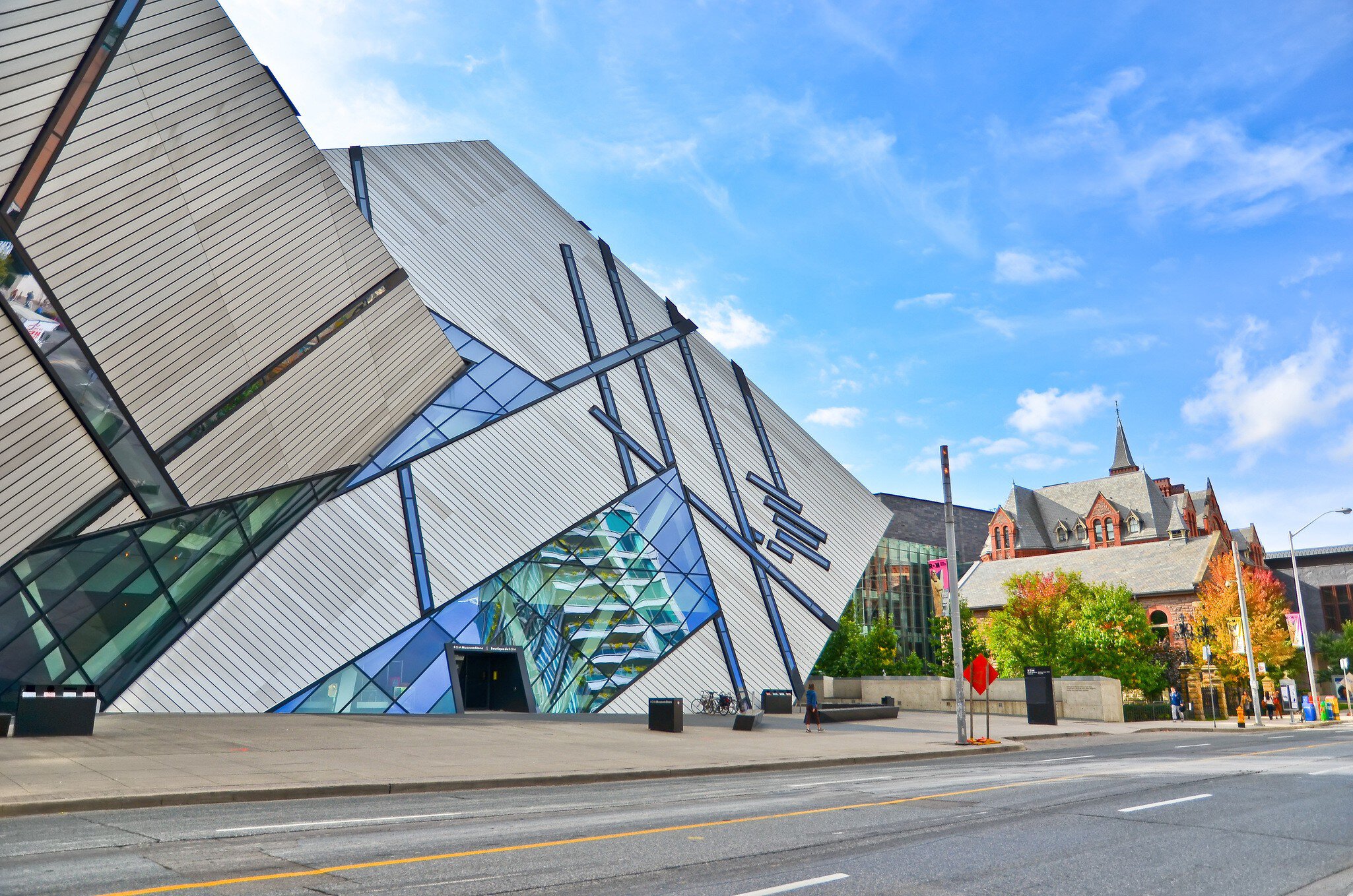 October 15, 2013: Exterior of the Royal Ontario Museum on a sunny day.
