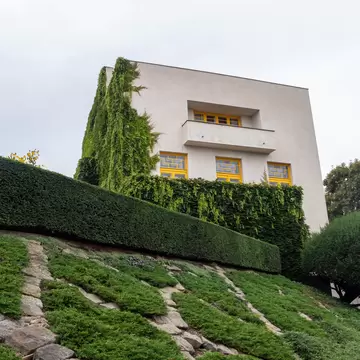 Exterior of Villa Mueller Functionalist Residential House built by Adolf Loos and Karel Lhota in 1928-1930. Prague, Czech Republic. 