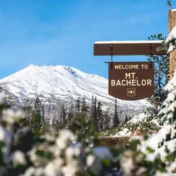 A woman skiing at Mt. Bachelor resort in Bend Oregon