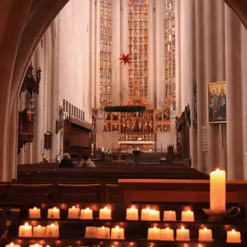 Interior of the St. Jakobskirche (Saint Jacob Church) in downtown Rothenburg ob der Tauber, Germany.