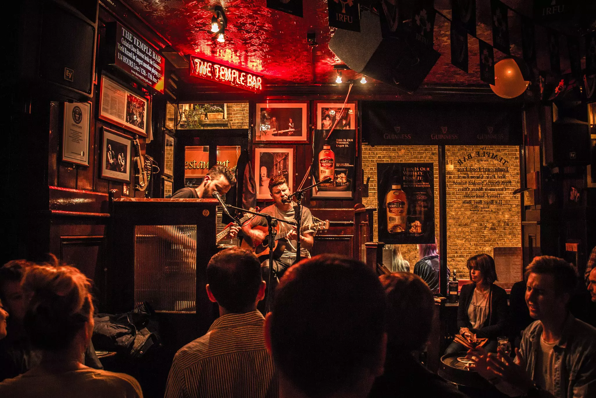 Musicians performing at the Temple Bar in Dublin, Ireland.