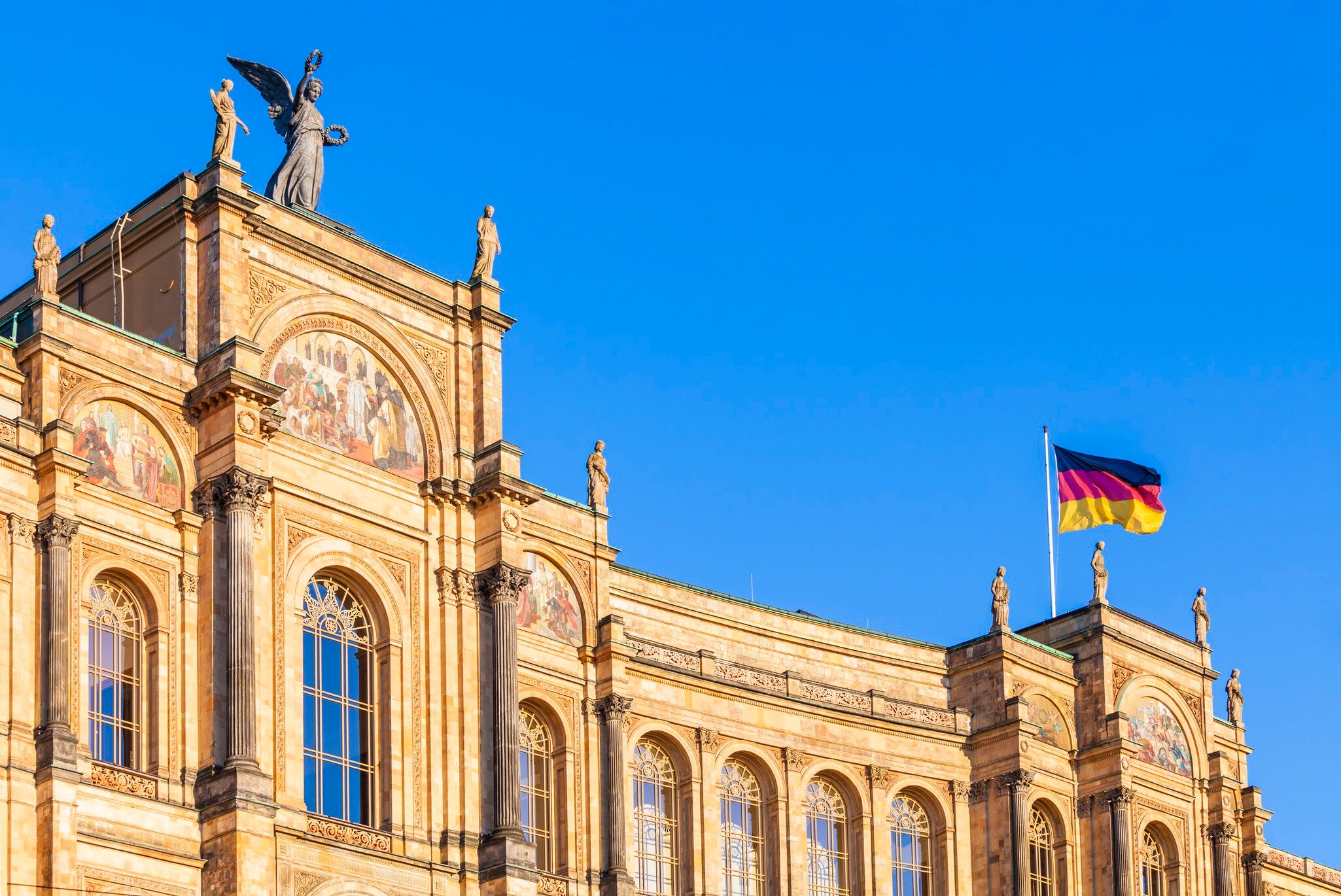 A section of the facade of Maximilianeum, home of the Bavarian State Parliament.