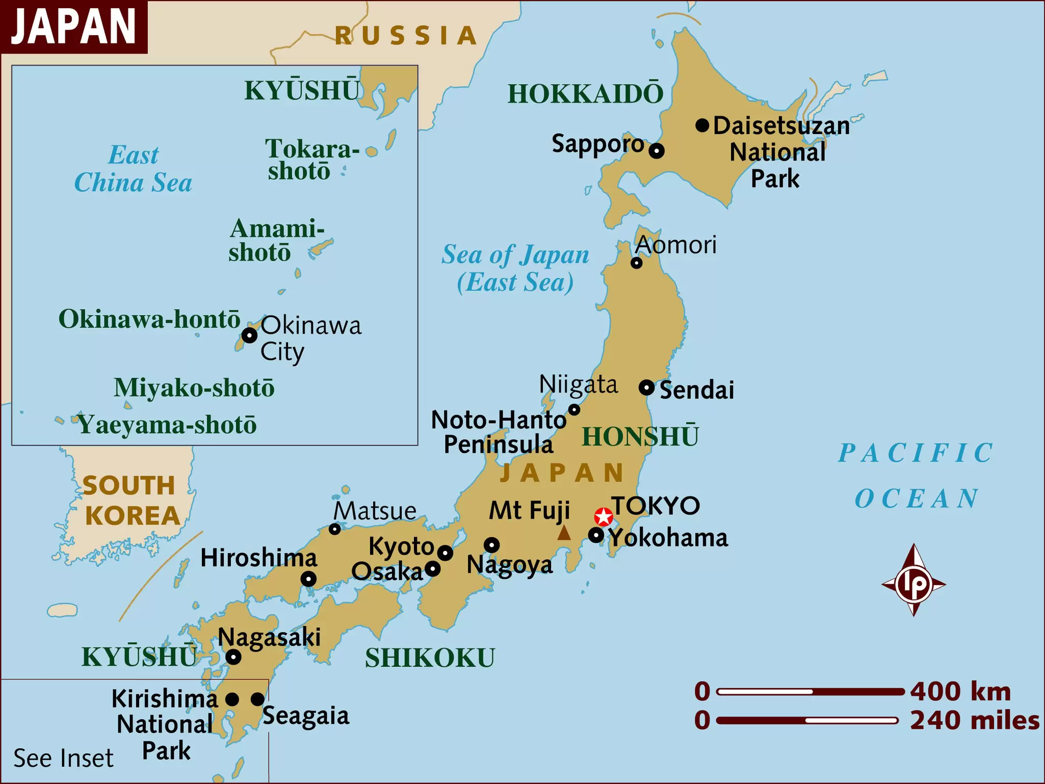 A Lonely Planet-designed map of Japan