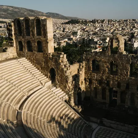 Aerial view of the Acropolis in Athens