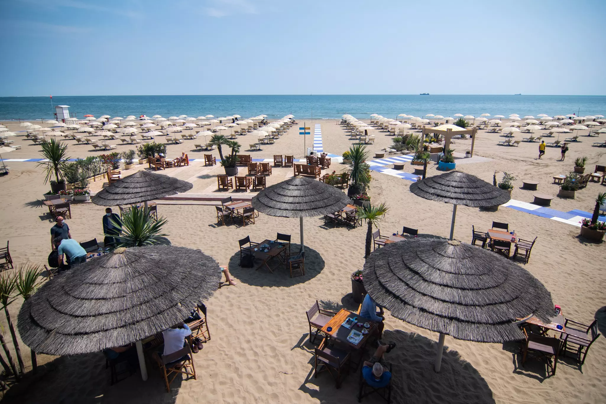 Rows of beach umbrellas at Venice Lido