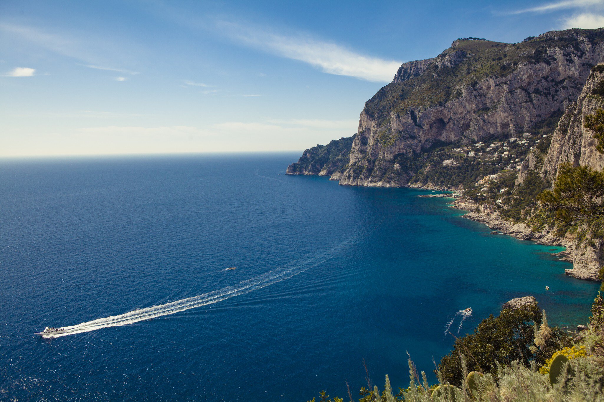 Elevated view of coastline, Capri, Italy