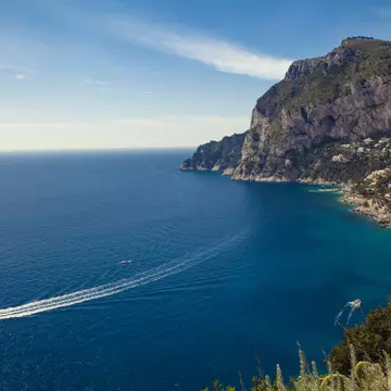 Elevated view of coastline, Capri, Italy