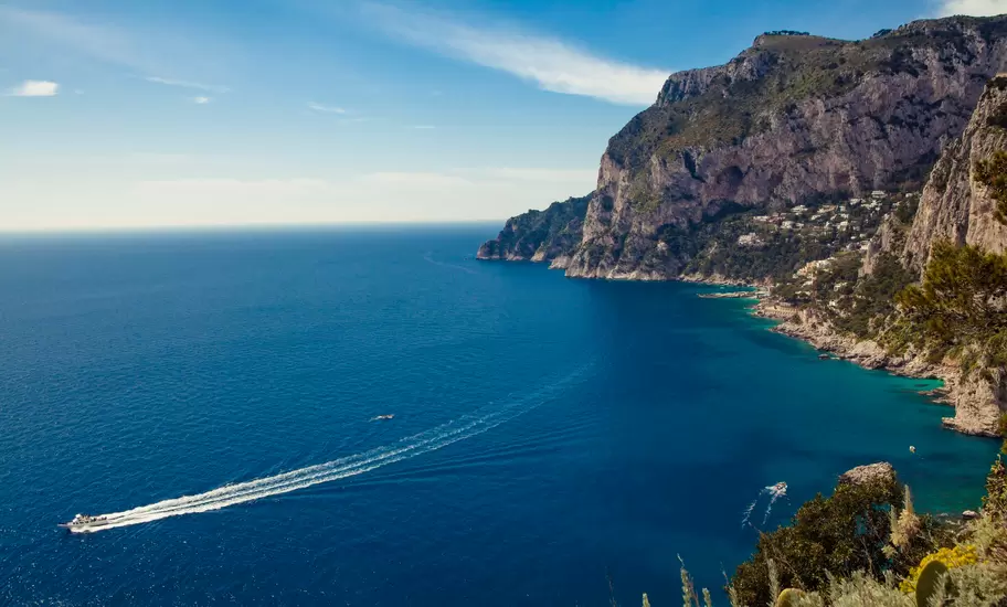 Elevated view of coastline, Capri, Italy