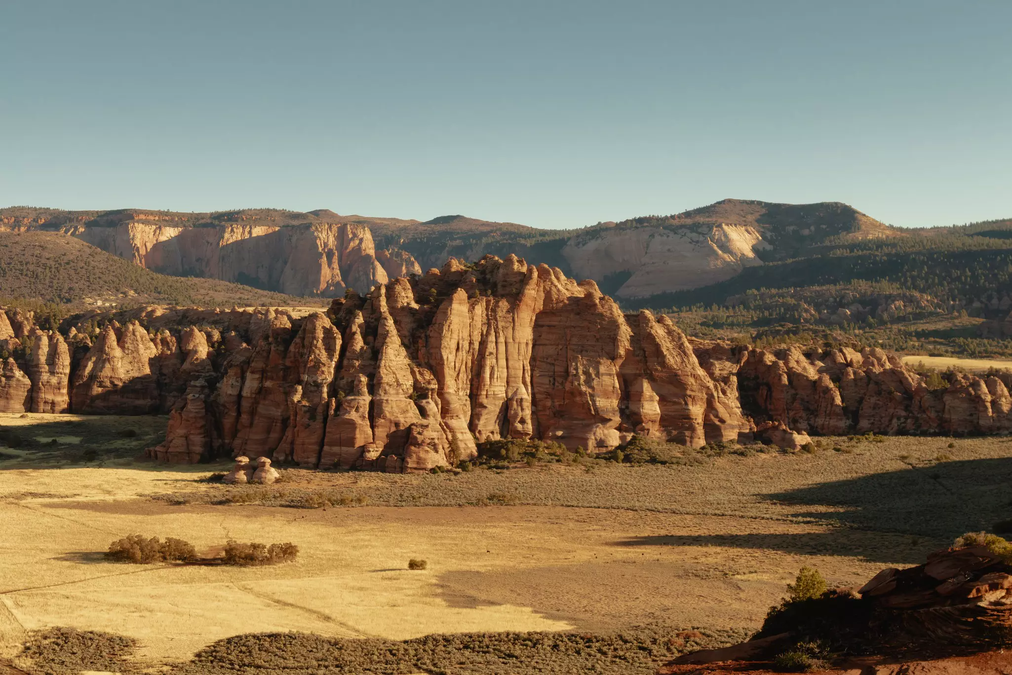 Rugged landscapes at Lamb's Knoll in Zion National Park in Utah, USA. 