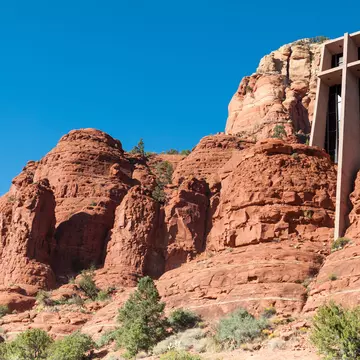 USA, Arizona, Yavapai county. Sedona, A View of Chapel of Holy Cross.