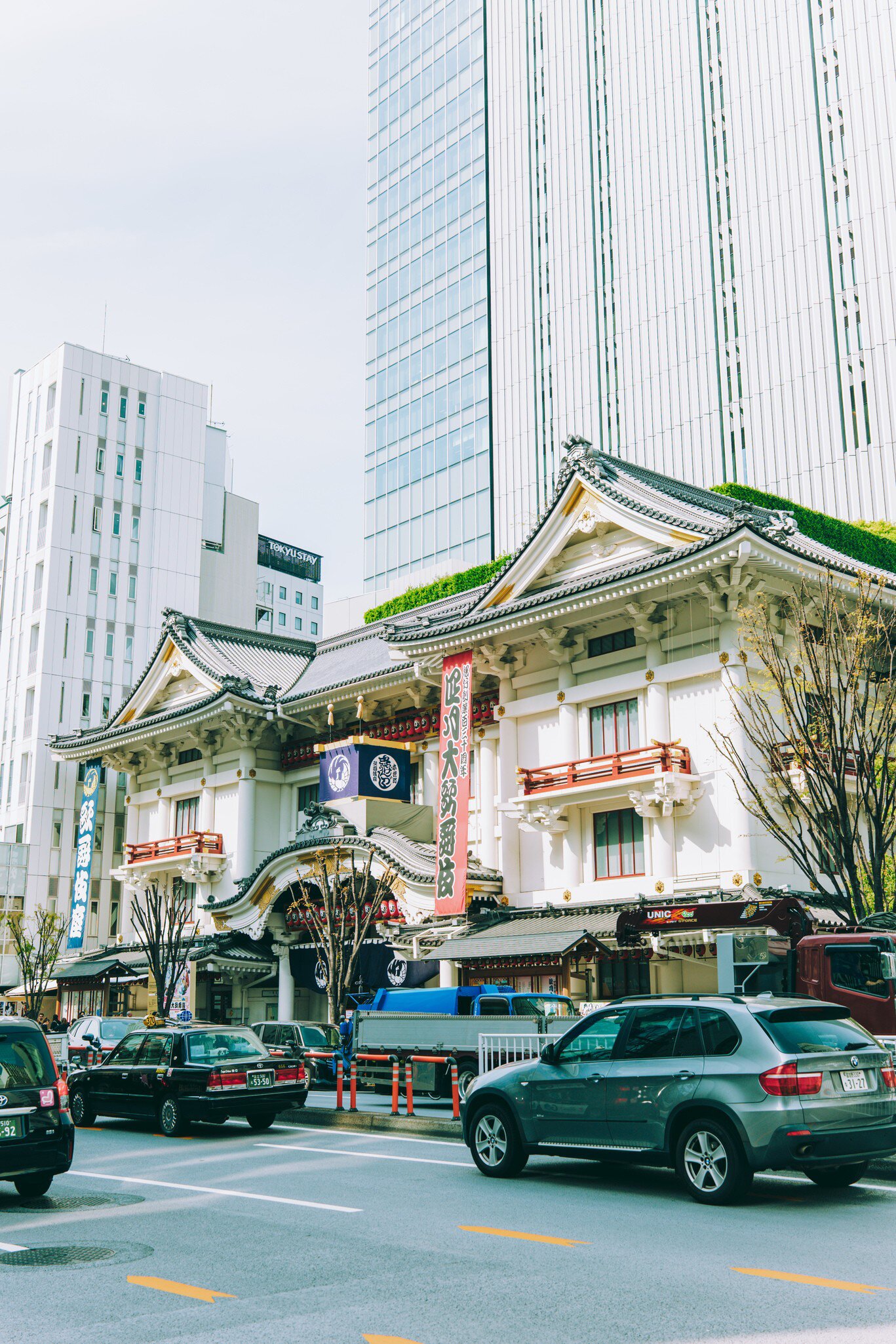 Street view of Kabukiza Theatre, Tokyo, Japan.