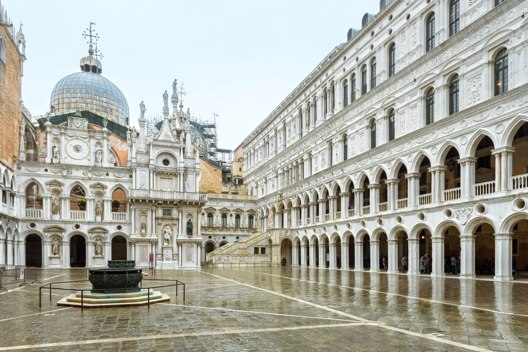 View of the courtyard of Palazzo Ducale in Venice, Italy.