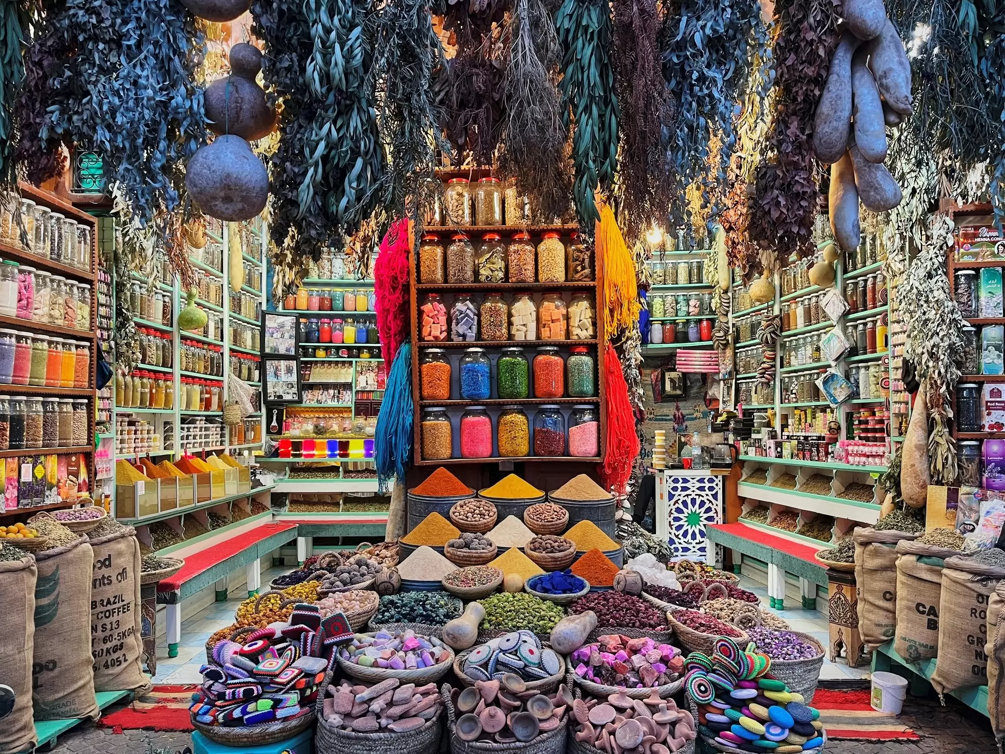 A spice and herbal shop in Marrakesh's souq, Morocco. edography/Shutterstock