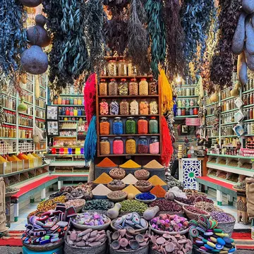 A spice and herbal shop in Marrakesh's souq, Morocco. edography/Shutterstock