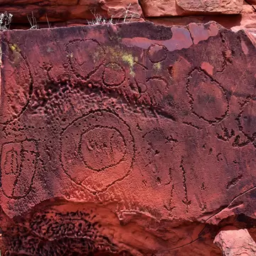 Rock carvings at the Ewaninga Conservation Reserve.