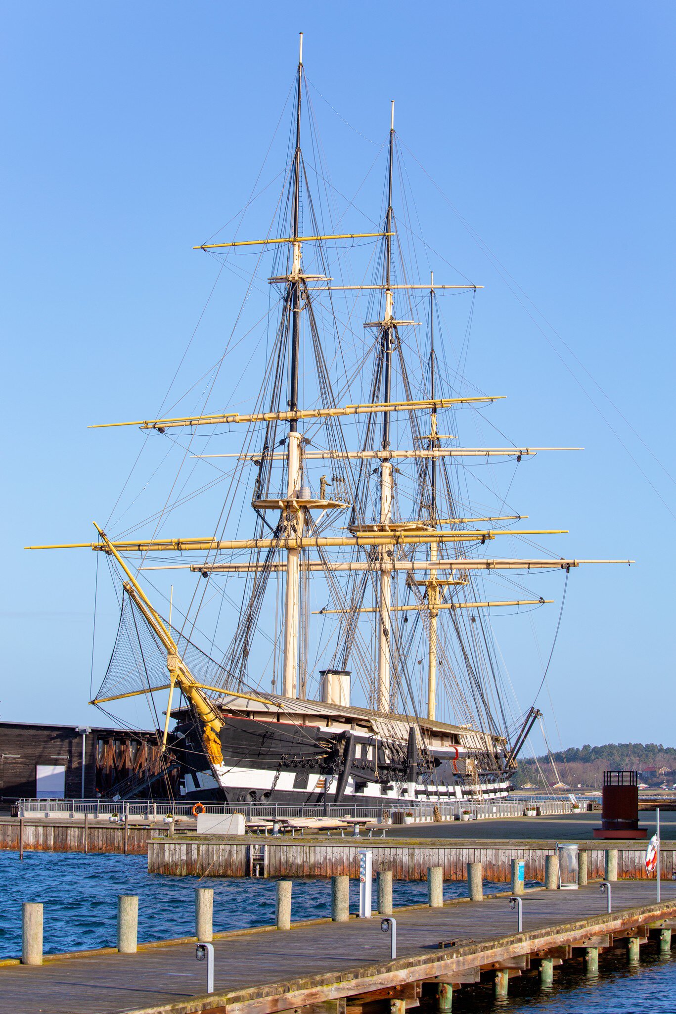 Historic Frigate Jylland built in 1850s, port of Ebeltoft, Denmark.