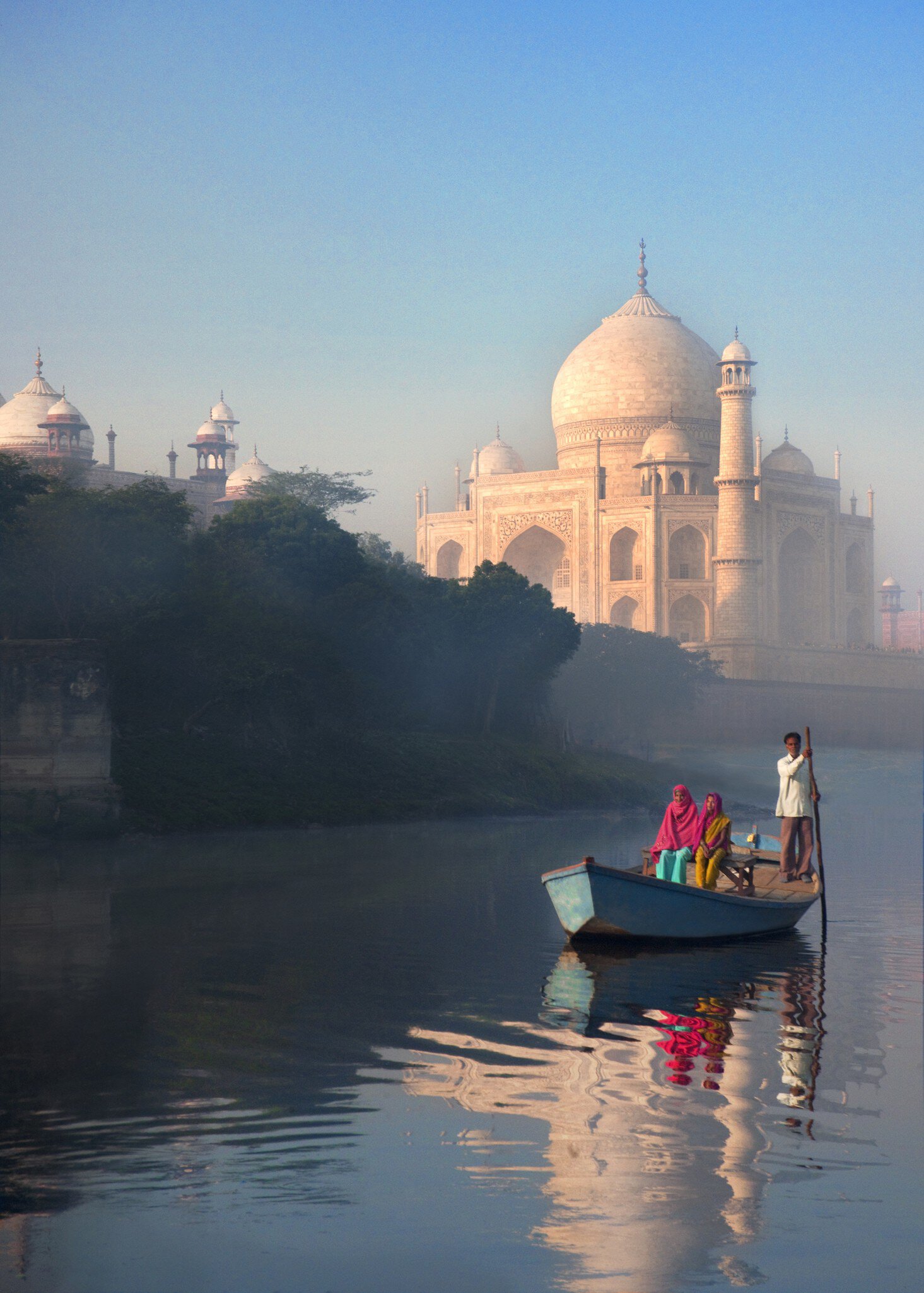 Two women on boat paddling on Yamuna River beside Taj Mahal.
Lonely Planet Traveller Magazine, Issue 16, India, Perfect trip