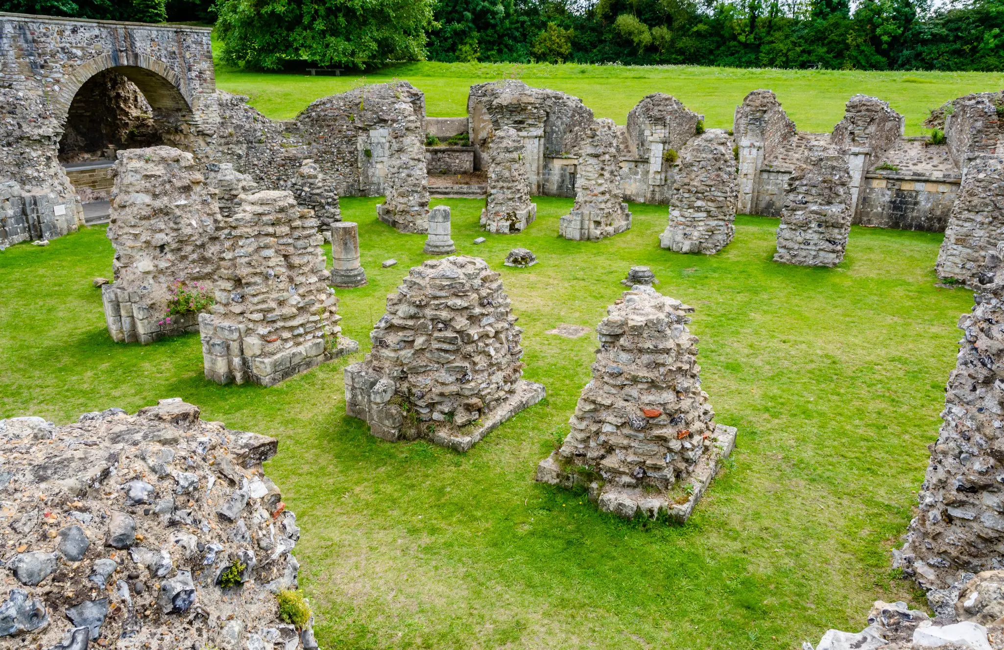 Canterbury, Kent, UK: Crypt ruins part of St Augustine's Abbey, a UNESCO World Heritage Site.
