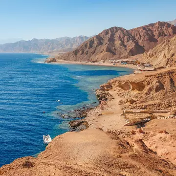 Coastal scenery around the Blue Hole near Dahab in the Sinai, Egypt.