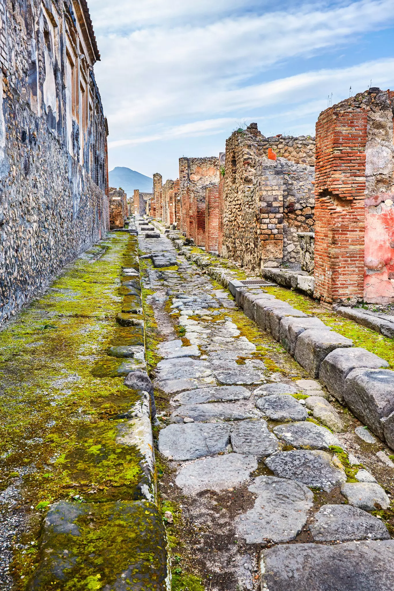 Empty streets in the ruins of the ancient city of Pompeii